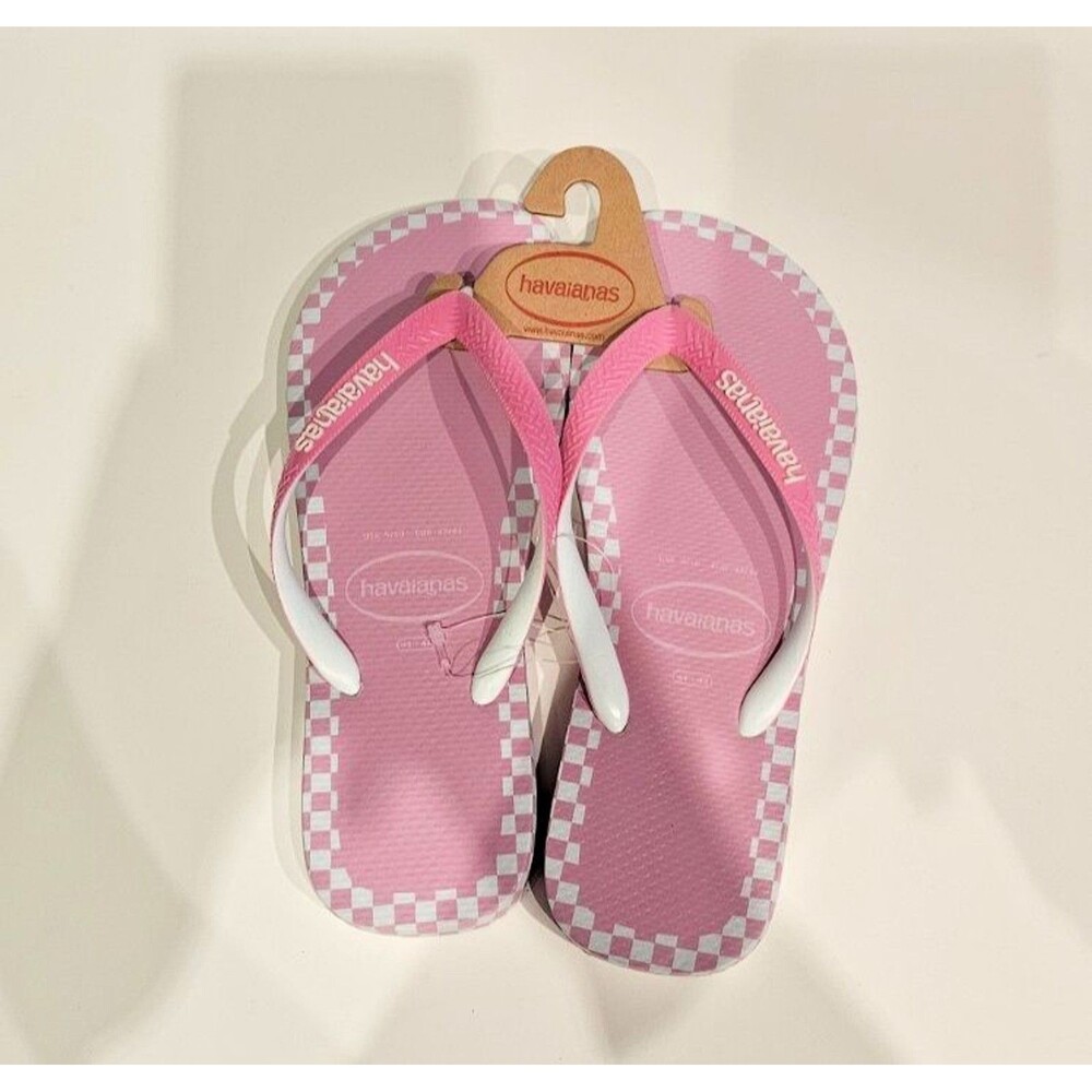 NWT Havaianas Pink and White Checkered Women's Flip Flop US 9/10